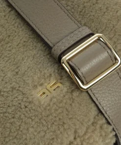 Shearling By My Side Umhängetasche Fell, genarbtes Rindsleder grün