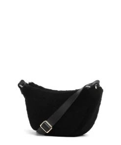 Shearling By My Side Umhängetasche Fell, genarbtes Rindsleder schwarz