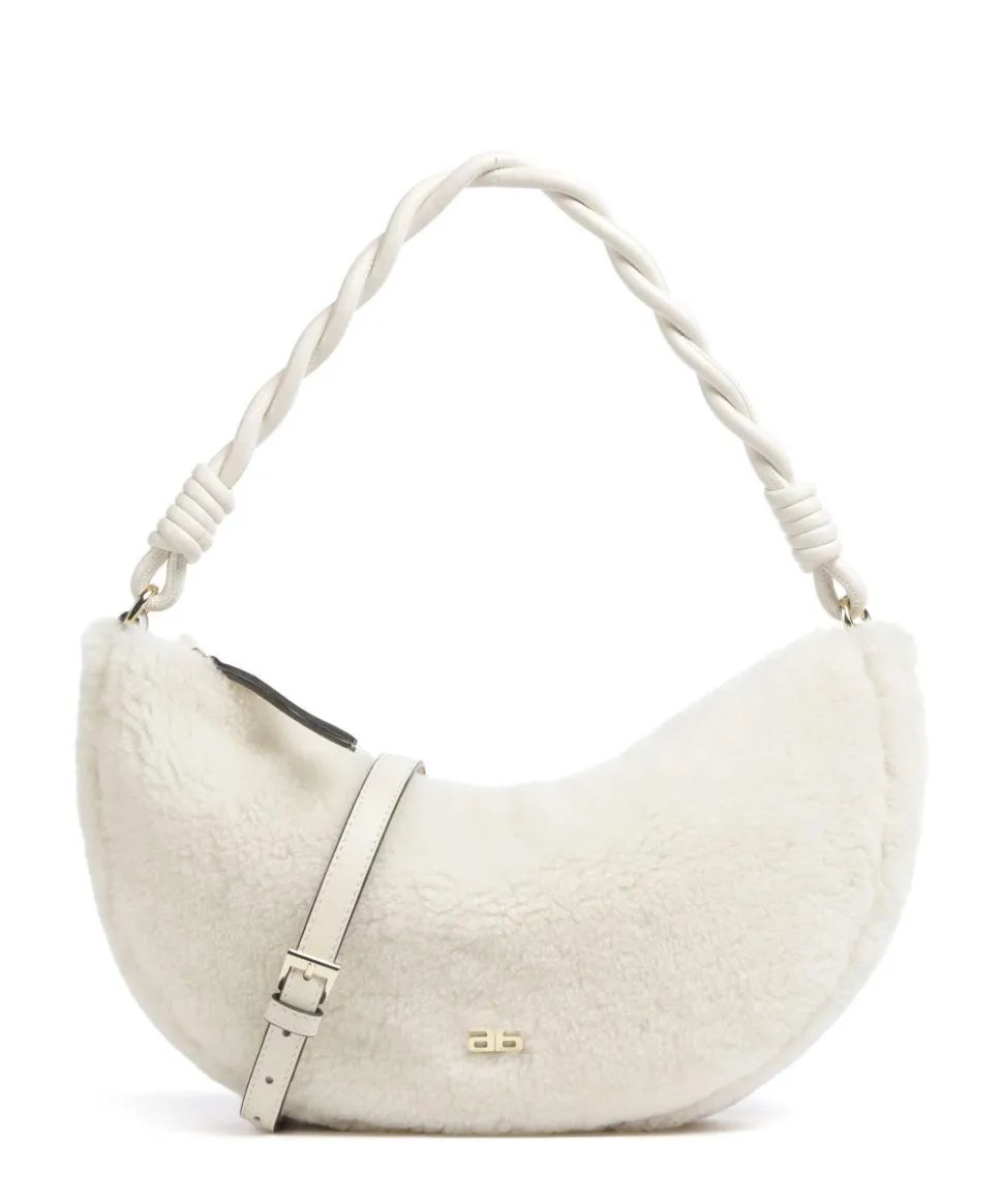 Shearling Moon Schultertasche Fell elfenbein