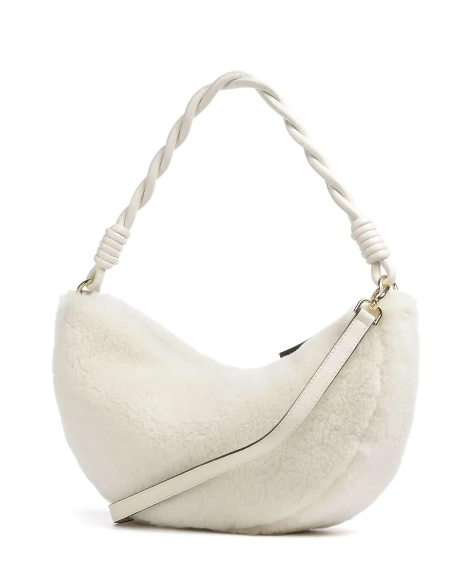 Shearling Moon Schultertasche Fell elfenbein