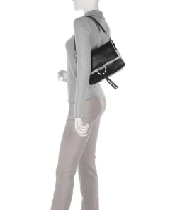 Shearling Temi Schultertasche weiches Rindsleder schwarz