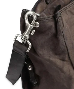 Shopper Baumwolle, genarbtes Rindsleder dunkelgrau