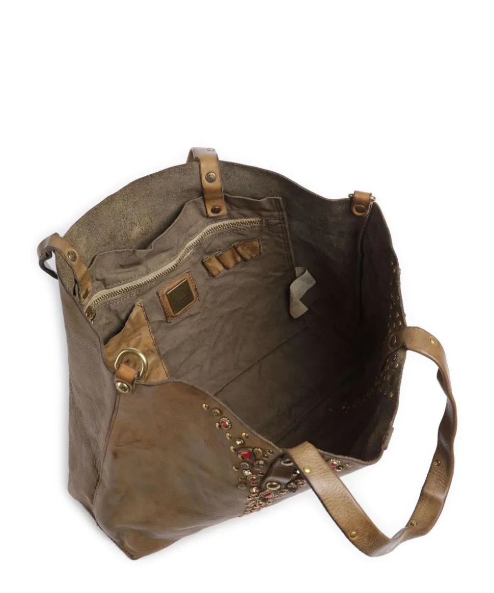 Shopper genarbtes Rindsleder olivgrün