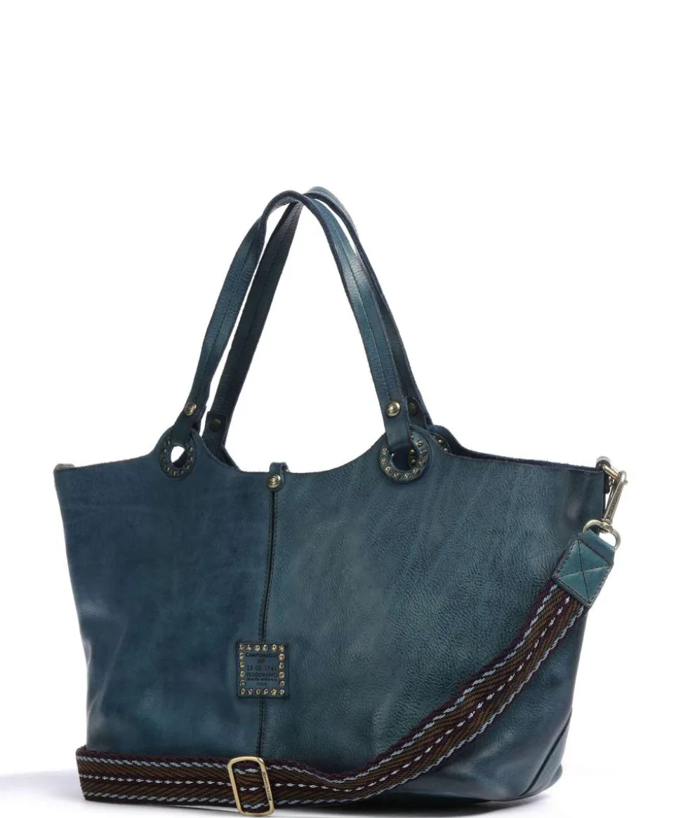 Shopper genarbtes Rindsleder petrol