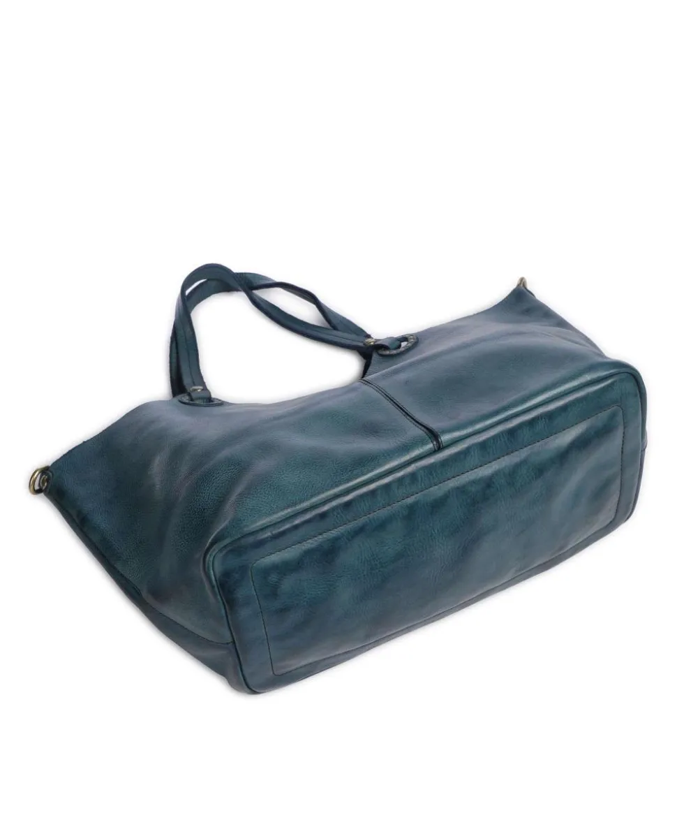 Shopper genarbtes Rindsleder petrol