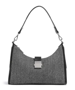 Sloane Street Schultertasche Textil, genarbtes Rindsleder schwarz