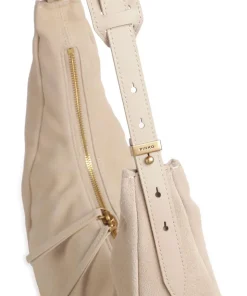 Slouchy Big Beuteltasche aufgerautes Kalbsleder beige