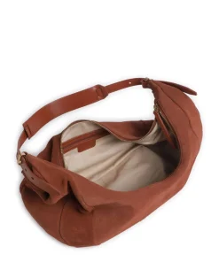 Slouchy Big Beuteltasche aufgerautes Kalbsleder braun