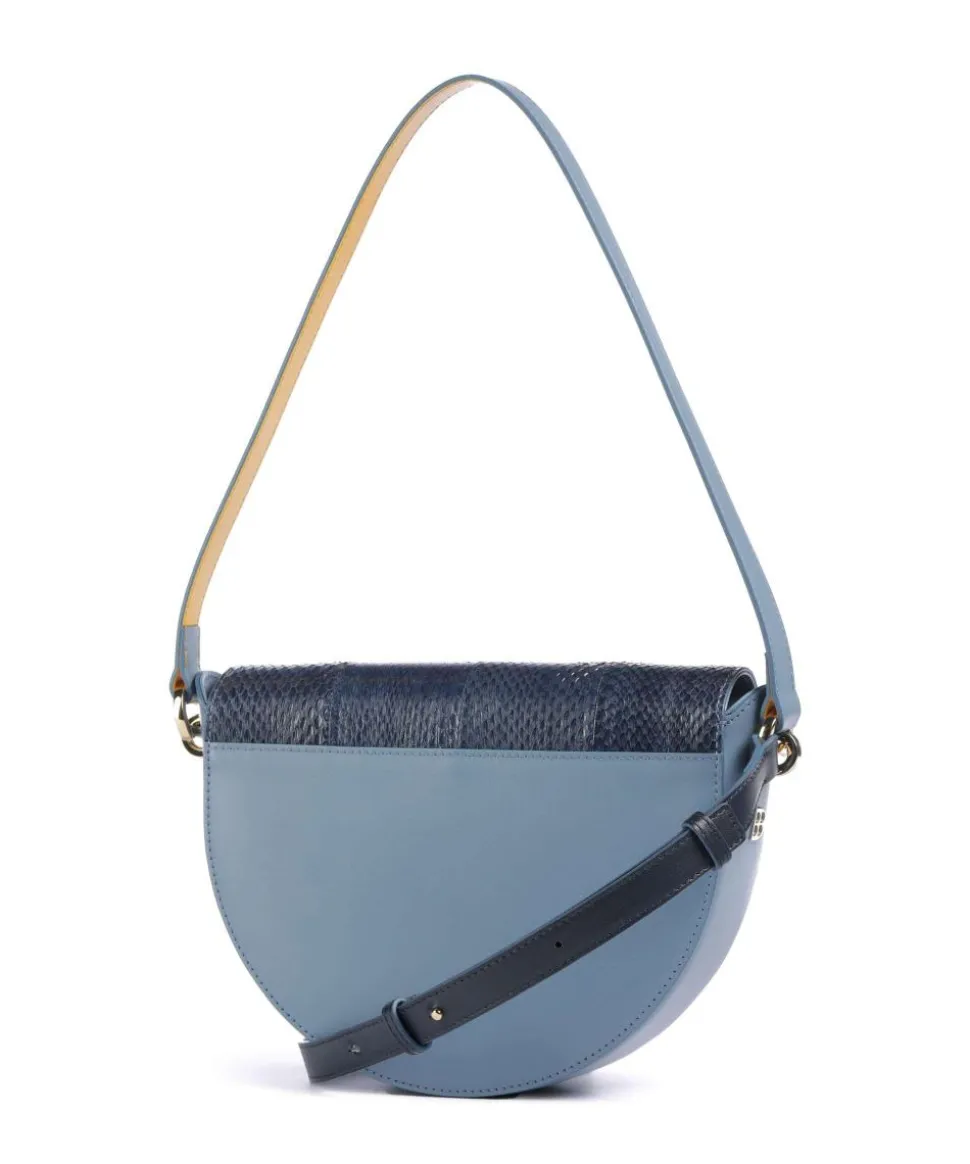 Smile Bag Schultertasche geprägtes Leder blaugrau