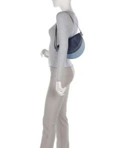 Smile Bag Schultertasche geprägtes Leder blaugrau