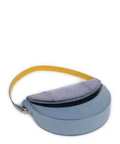 Smile Bag Schultertasche geprägtes Leder blaugrau