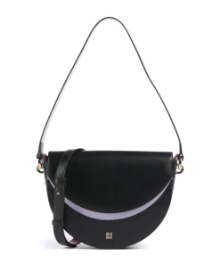 Smile Bag Schultertasche fein genarbtes Leder, aufgerautes Leder schwarz