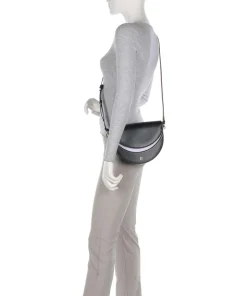 Smile Bag Schultertasche fein genarbtes Leder, aufgerautes Leder schwarz