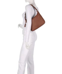 Soft Skylar Beuteltasche genarbtes Leder braun