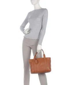 Soft Skylar Handtasche genarbtes Leder cognac