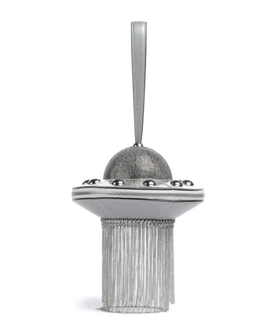 Spaced Out Handtasche Rindsleder, Schafsleder silber