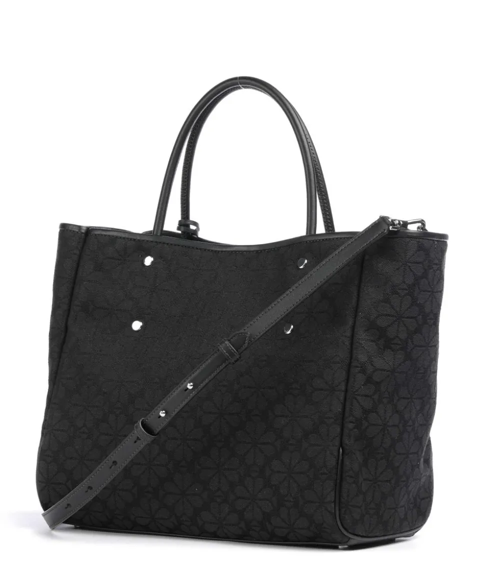 Spade Flower Jacquard Handtasche Canvas schwarz