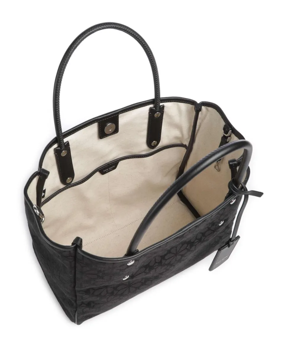 Spade Flower Jacquard Handtasche Canvas schwarz