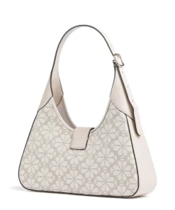 Spade Flower Jacquard Schultertasche Textil, fein genarbtes Rindsleder natur