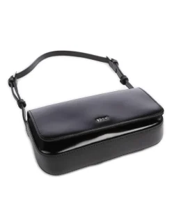 Specchio Charming Schultertasche glattes Rindsleder schwarz