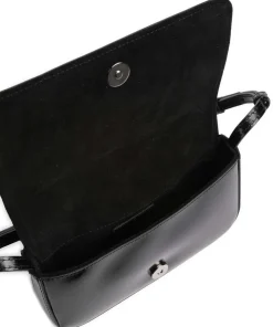 Specchio Charming Schultertasche glattes Rindsleder schwarz