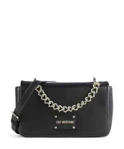 Strass Heart Chain Umhängetasche Lederimitat schwarz