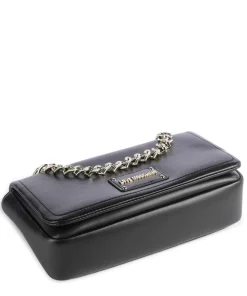 Strass Heart Chain Umhängetasche Lederimitat schwarz