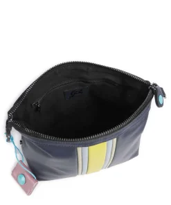 Stripes Funny Umhängetasche genarbtes Kalbsleder dunkelblau