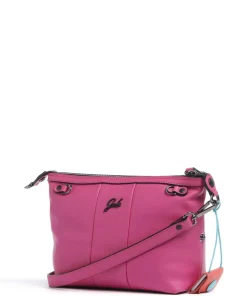 Stripes Funny Umhängetasche genarbtes Kalbsleder pink