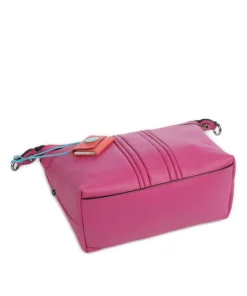 Stripes Funny Umhängetasche genarbtes Kalbsleder pink