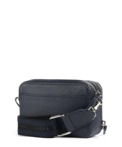 Stunna Umhängetasche genarbtes Leder dunkelblau