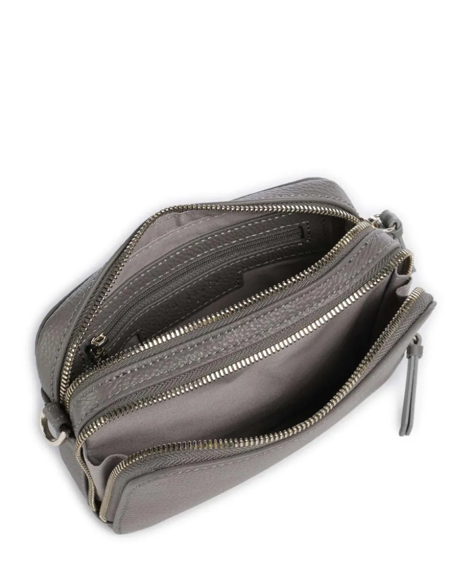 Stunna Umhängetasche genarbtes Rindsleder dunkelgrau