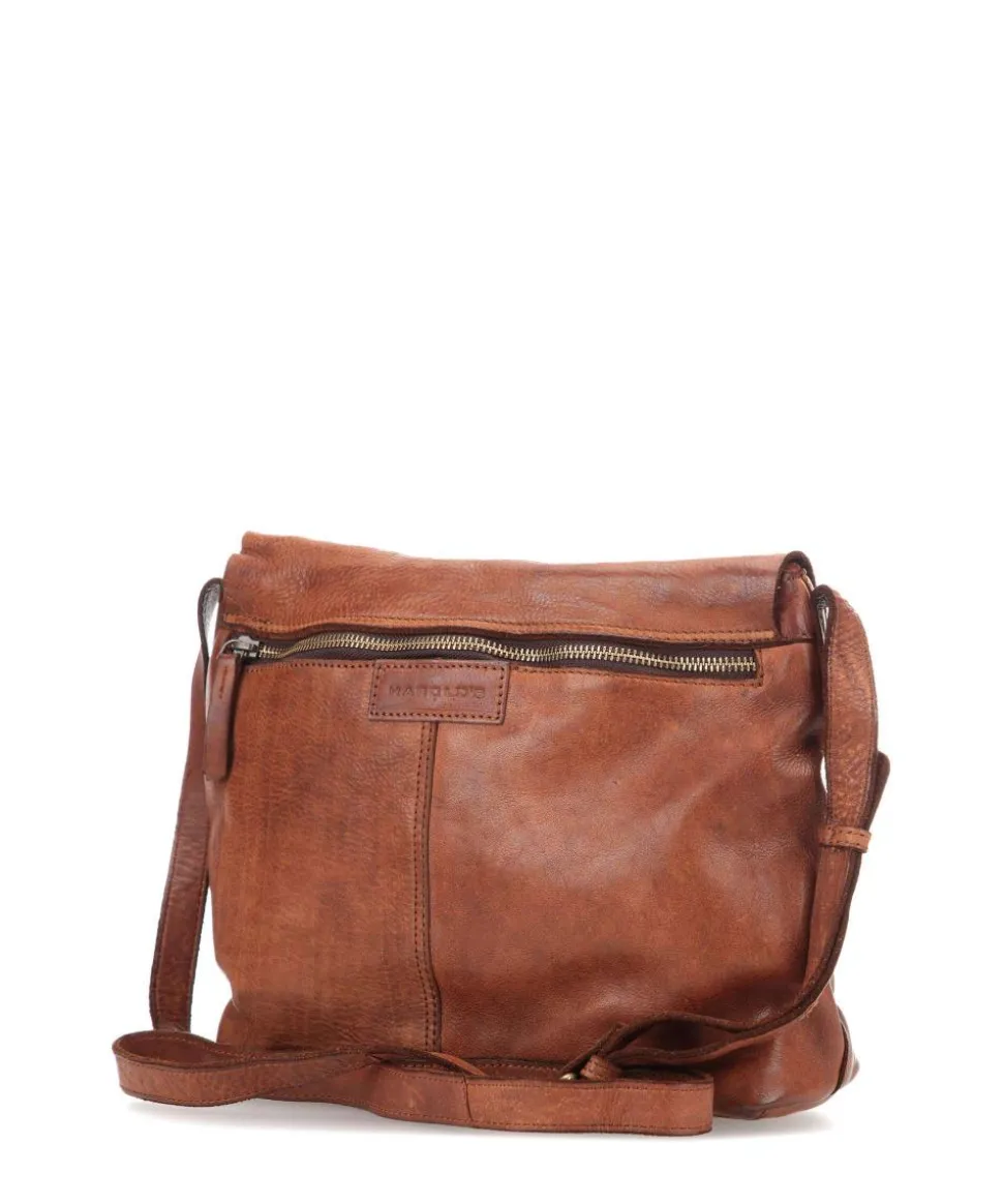 Submarine Schultertasche genarbtes Rindsleder cognac