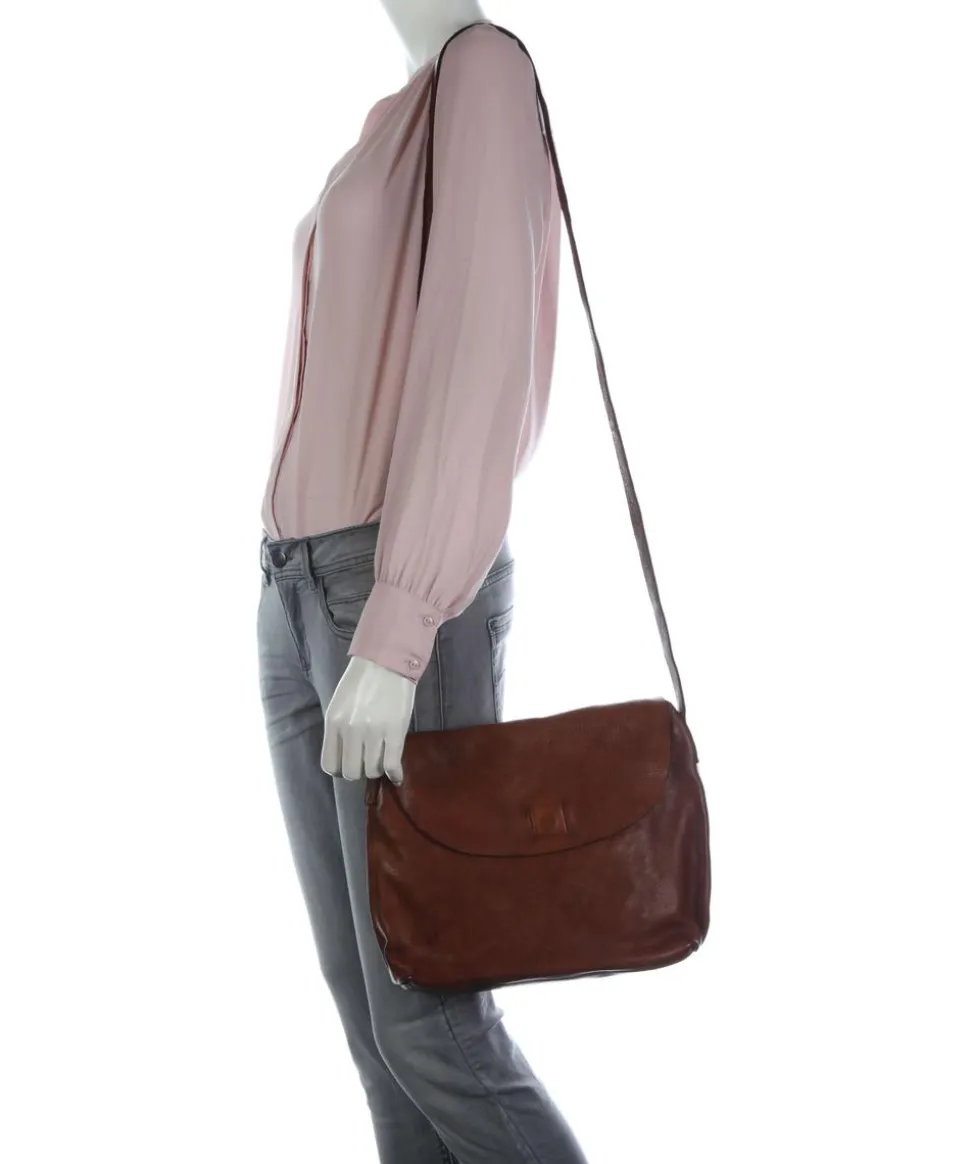 Submarine Schultertasche genarbtes Rindsleder cognac