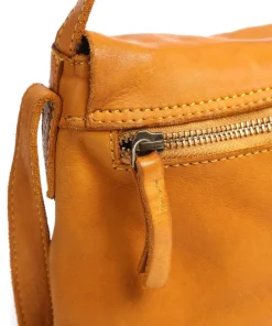 Submarine Schultertasche genarbtes Rindsleder ocker