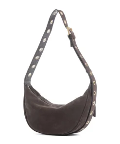 Suede By My Side Small Schultertasche aufgerautes Leder dunkelbraun