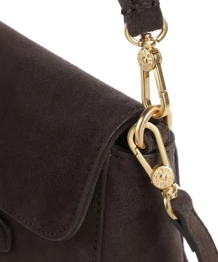 Suede Camilla Schultertasche aufgerautes Leder dunkelbraun