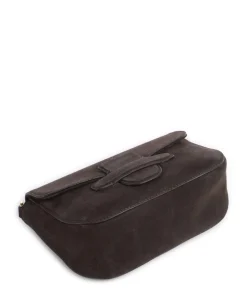 Suede Camilla Schultertasche aufgerautes Leder dunkelbraun