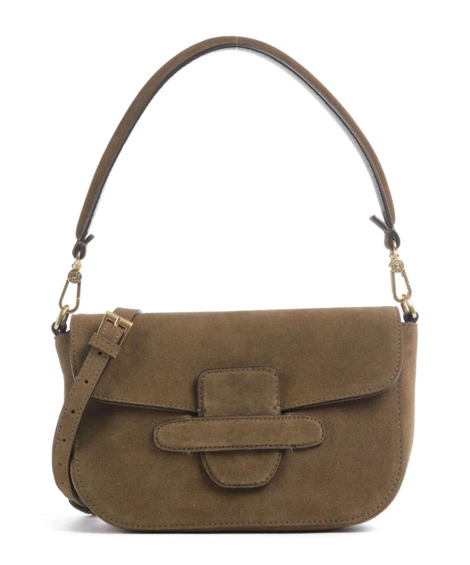 Suede Camilla Schultertasche aufgerautes Leder olivgrün
