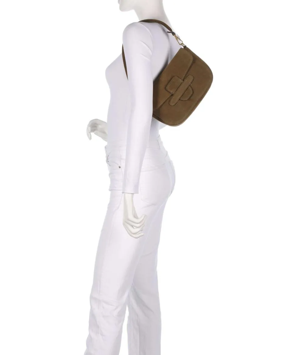 Suede Camilla Schultertasche aufgerautes Leder olivgrün