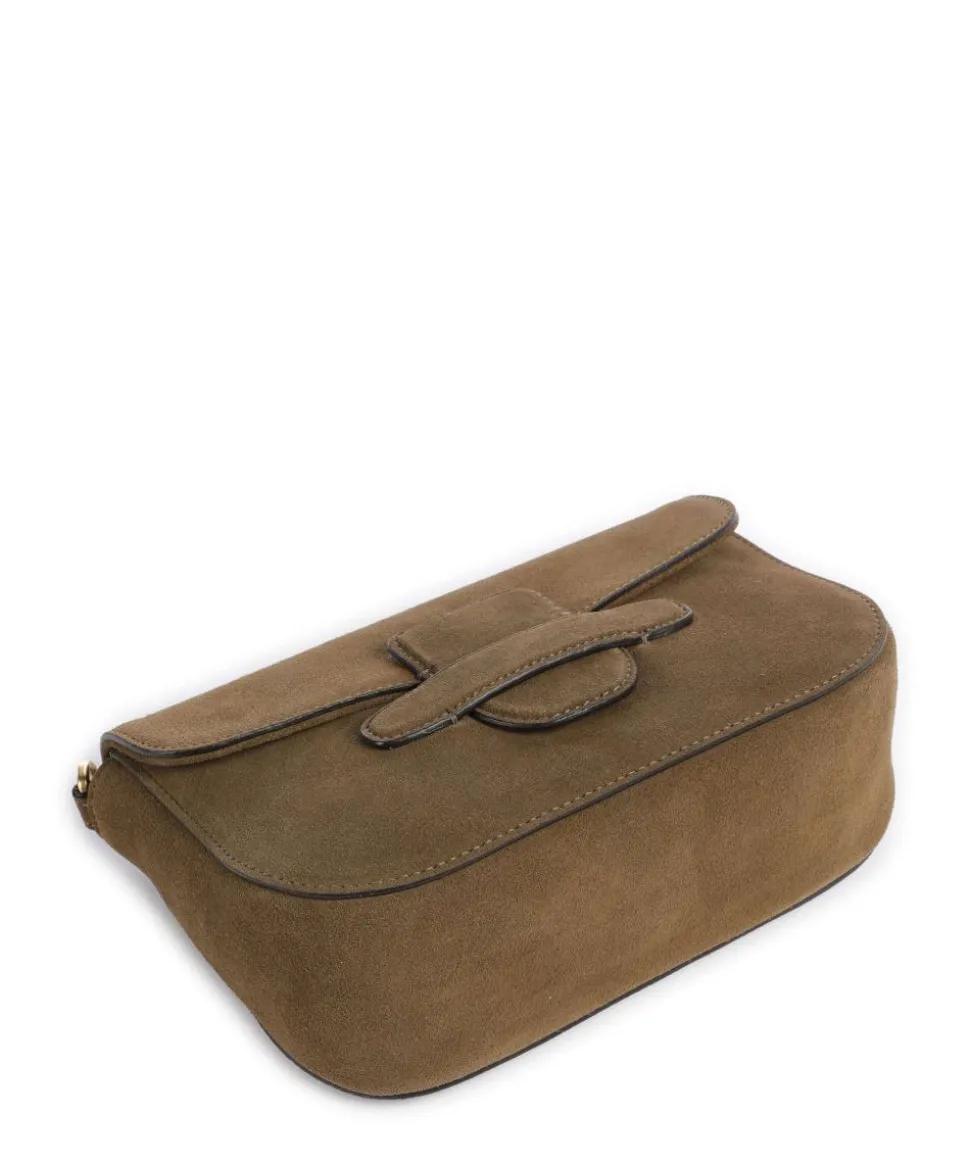 Suede Camilla Schultertasche aufgerautes Leder olivgrün