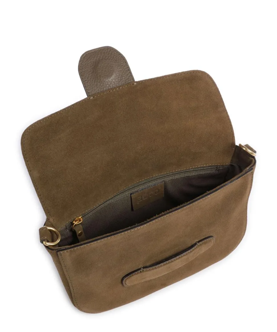 Suede Camilla Schultertasche aufgerautes Leder olivgrün
