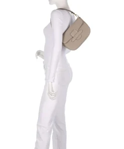 Suede Camilla Schultertasche aufgerautes Leder beige