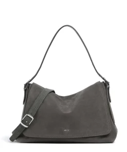 Suede Carina Beuteltasche aufgerautes Leder dunkelgrau