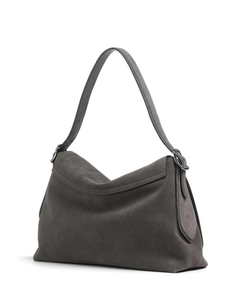 Suede Carina Beuteltasche aufgerautes Leder dunkelgrau