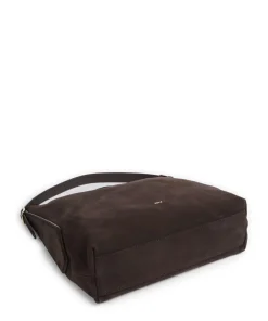 Suede Carina Beuteltasche aufgerautes Leder dunkelbraun
