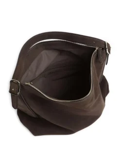 Suede Carina Beuteltasche aufgerautes Leder dunkelbraun