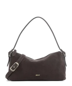Suede Carina Schultertasche aufgerautes Leder dunkelbraun