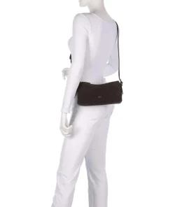 Suede Carina Schultertasche aufgerautes Leder dunkelbraun