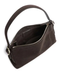 Suede Carina Schultertasche aufgerautes Leder dunkelbraun